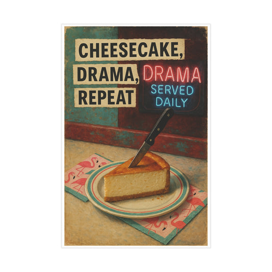 Cheesecake, Drama, Repeat Unframed Print
