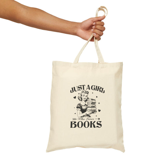 Just a Girl & Books Canvas Tote Bag