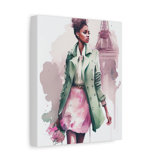 Stylish Fashion Canvas Art - Elegant Parisian Woman Print